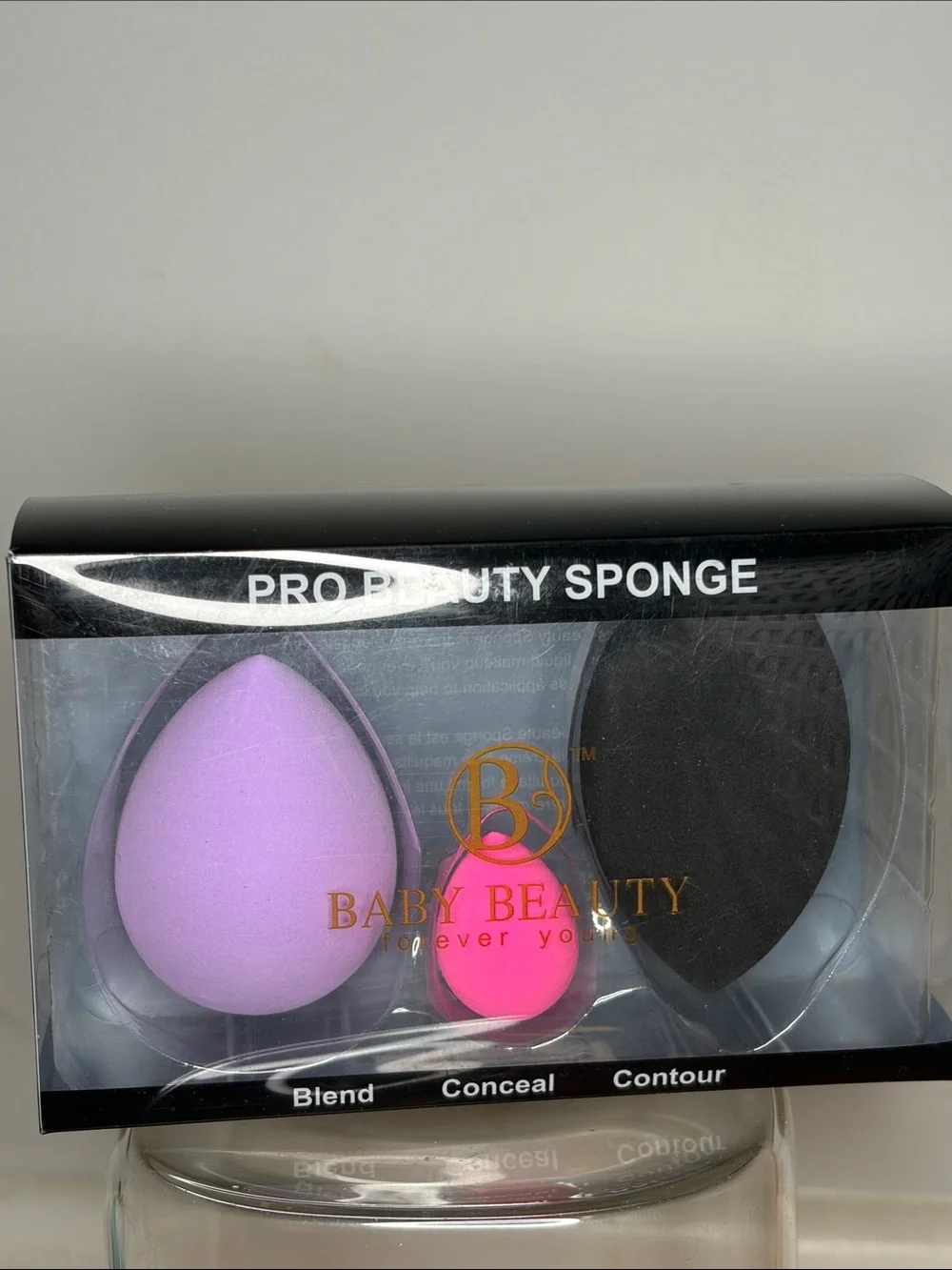 Baby Beauty Pro Makeup Sponge Set - Purple, Pink, Black